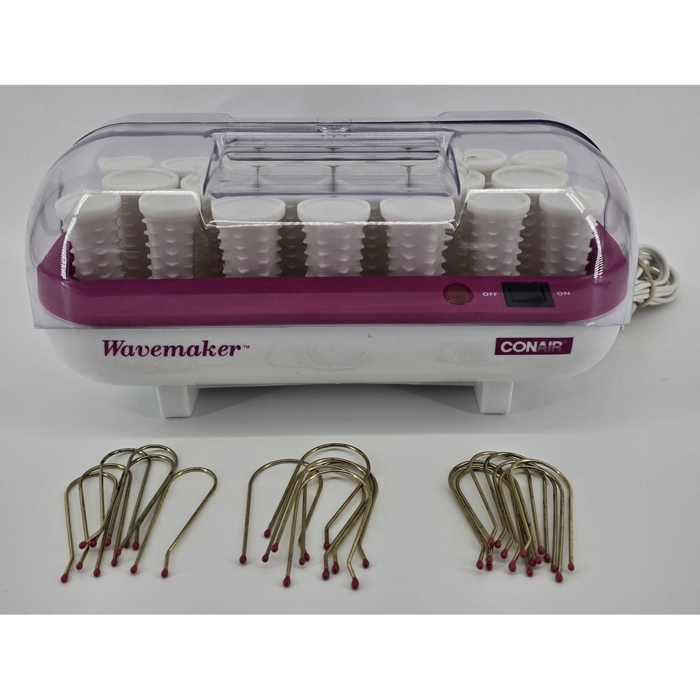 Vtg Conair Wavemaker HS16 20 Hot Rollers Curlers Clean w/ Original Clips TESTED